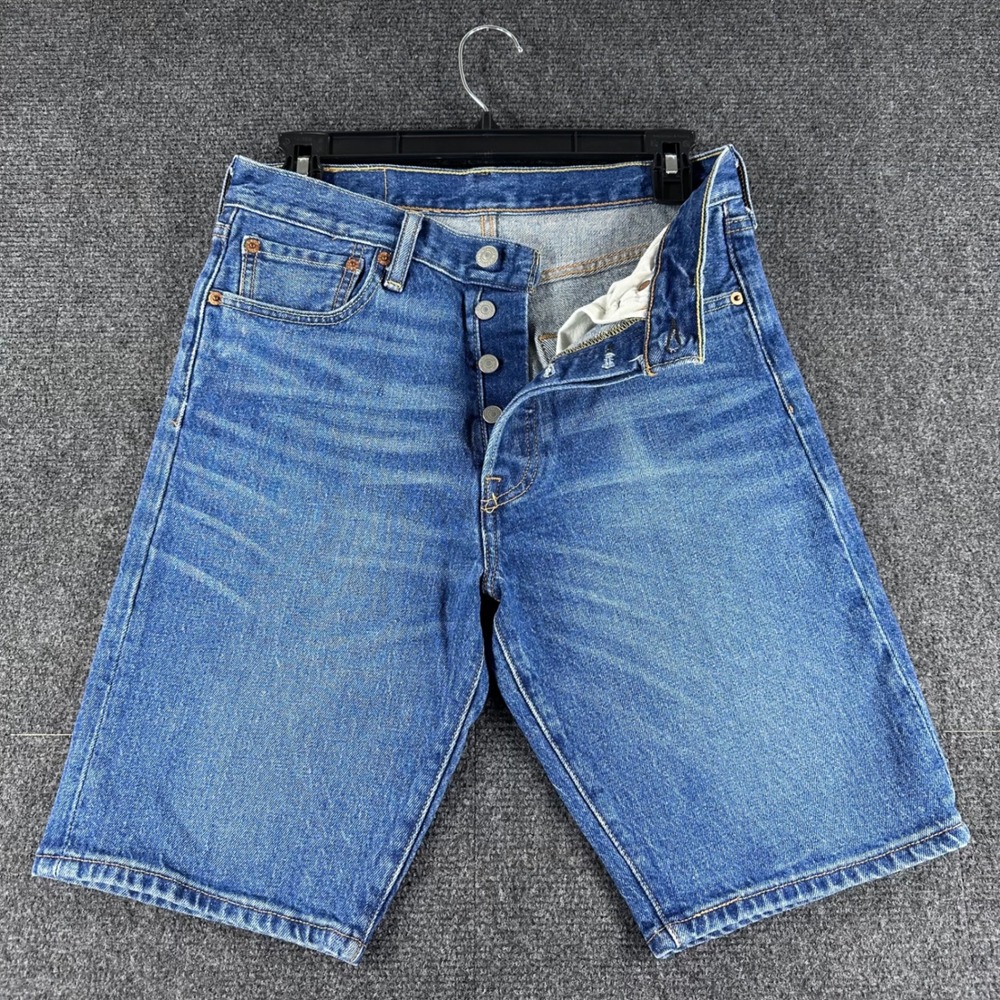 Levi's‎ 501 Denim Shorts Mens W29 Waist 29 Blue Button Fly Medium Wash Cut Off